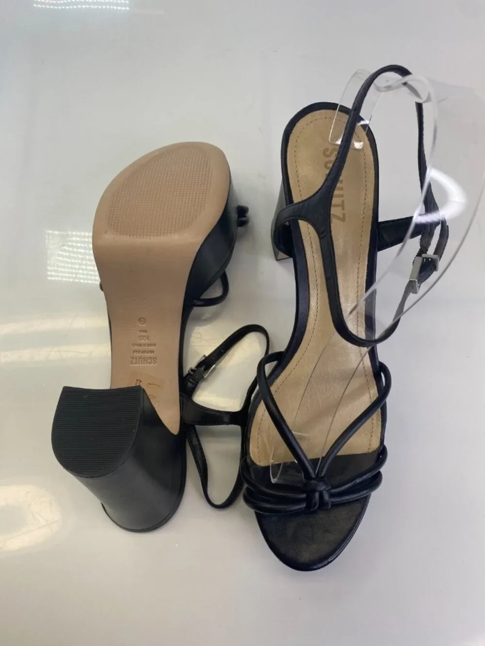 Schutz Kelsie Womens Black Platform Strappy Heel Sandal Sz 10
